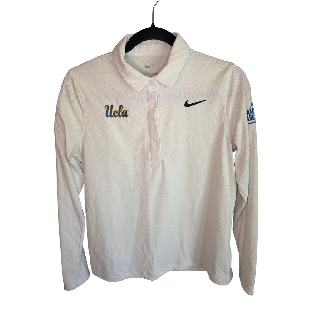 Nike Dri-FIT ADV UCLA Bruins Women Long Sleeve Polo Shirt White Medium B1G